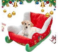 Christmas Sleigh Cat Dog Bed, Soft Comfortable Christmas Holiday Themed Pet Bed, Cute Sleigh Design, Perfect for Small Medium Cat Dog