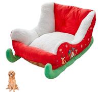 Christmas Sleigh Dog Bed, Christmas Cat Bed, Santa Pet Bed for Dog and Cat, Festive Plush Cozy Christmas Holiday Themed Pet Bed (23.6 * 15 * 11in)