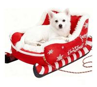 Christmas Sleigh Dog Bed, Festive Plush Cosy Dog Bed, Soft Plush Winter Washable Holiday Pet Bed, Cozy Christmas Lounge for Small & Large Pets, Cat, Dog (Red,L)