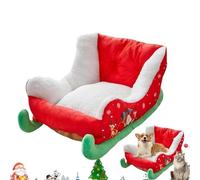 Christmas Sleigh Dog Bed, Pet Sleigh Bed, Sofa, Indoor and Outdoor Plush Synthetic Fur, Cat Kitten Cold Weather Nights Cozy for Dogs and Cats(63 * 45 * 33cm)