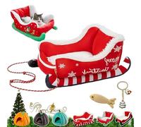 Christmas Sleigh Dog Bed - Plush | Pet Sofa | Cat Bed For Holiday Comfort, Resting, with Non-Slip Base, Santa Festive Decoration, Small And Medium Dogs, Cats, Winter Warmth Home Use (Style3-M)