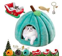 Christmas Sleigh Dog Bed - Plush | Pet Sofa | Cat Bed For Holiday Comfort, Resting, with Non-Slip Base, Santa Festive Decoration, Small And Medium Dogs, Cats, Winter Warmth Home Use (Style5-L)