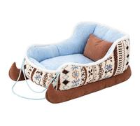 Christmas Sleigh Dog Bed, Soft Cotton Pet Sofa, Washable Indoor Holiday | Festive Sleigh Shape Soft Cotton Fabric Resting Space Washable Design 1000g Build For Dogs Cats Indoor Lounging Seasonal