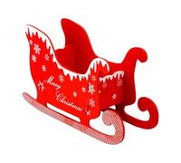 Christmas Sleigh For Presents, Santa Sleigh Decoration Ornament, Table Top Decor Gift Box Red Candy Holder, Empty For Holiday Storing Candy