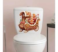 Christmas Sleigh Gingerbread Man Toilet Cover Sticker Decals,Fish Bird Flower Leaf Waterproof Toilet Lid Tank Seat Decals Cistern Self-Adhesive Bathroom Wall Sticker