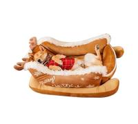 Christmas Sleigh Pet Sofa Bed with Removable Furry Cover Soft Nest for Large Dogs & Cats Gift-Ready Design Indoor Outdoor Dog Pad