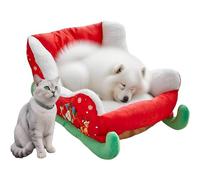 Christmas Sleigh Plush Sleeping Nest, Funny Santa Sleigh Pet Warm Bed, for Small, Medium Large Pet 60 * 38 * 28cm