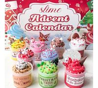 Christmas Slime Advent Calendar, 24-Day Countdown Calendar, Aesthetic DIY Slime Kit with Holiday Decor Charms, Stress Relief Sensory Putty Set for Holiday Home Decor & Party Favor