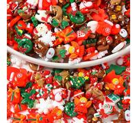 Christmas Slime Charms, 100 Pcs Resin Christmas Charms Flatback Christmas Craft Supplies Assorted Santa Snowflakes Christmas Decorations for DIY Crafting Ornament Scrapbooking Embellishments,Ramdom