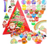 Christmas Slime Kit, Stocking Stuffers & Party Favors for Kids, Non-sticky and soft Slime Set for Classroom Rewards
