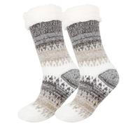 Christmas Slipper Socks Fluffy Socks Women Girls Thick Fluffy Warm Winter Christmas Thermal Bed Sock, Non Slip Knitted Thick Lined Cosy Flexible Colourful Xmas Sock for Friends and Family