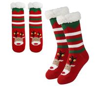 Christmas Slipper Socks,Winter Warm Non-slip Fluffy Fuzzy Bed Socks,Reindeer Extra Warm Thermal Knit Sock for Women,For Wife Daughter Granddaughter Girlfriend on Christmas,Indoors Sleep Stocking
