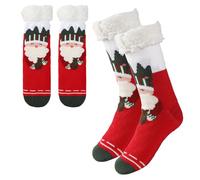 Christmas Slipper Socks,Winter Warm Non-slip Fluffy Fuzzy Bed Socks,Santa Claus Extra Warm Thermal Knit Sock for Women,For Wife Daughter Granddaughter Girlfriend on Christmas,Indoors Sleep Stocking