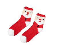 Christmas Slipper Socks Women Girls Slipper Socks for Women and Girls, Winter Warm Cosy Bed Fuzzy Socks with Grips, Thermal Non Slip Grip Socks Soft Home Sleep Socks for Women Girls (Red, One Size)