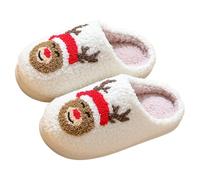 Christmas Slippers for Kids Fluffy Slipper Soft Reindeer Moose Cookie Man Santa Claus Heart Motif Cozy Indoor Outdoor House Xmas Christmas Gifts Comfy