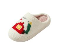 Christmas Slippers for Women Fuzzy Memory Foam Bedroom House Shoes | Santa Claus Reindeer Snowman Graphic, Womens Slippers Non-slip for Indoor/Outdoor Xmas Gift