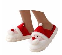Christmas Slippers for Women Men Funny Santa Claus Slipper Warm Winter Cosy Home Shoes Cute Lightweight Cozy Plush Christmas Slipper Warm Slip-On Novelty House Shoes for Indoor and Outdoor A White