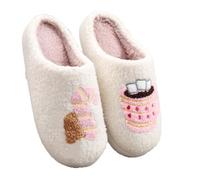Christmas Slippers for Women Men Warm Cozy Plush Fuzzy Slippers Comfortable Soft Wool Slip-on Christmas Candy Embroidered Cotton Slipper Slipper for Indoor