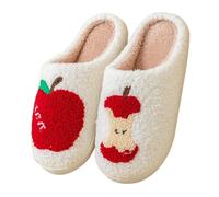 Christmas Slippers for Women Warm Cozy Plush Fluffy Santa Claus Heart Motif Xmas Slipper Ladies Anti-slip Soft Cushion House Slipper for Indoor and Outdoor，funny christmas slippers