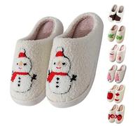 Christmas Slippers for Women Warm Cozy Plush Fluffy Santa Claus Heart Motif Xmas Slipper Ladies Anti-slip Soft Cushion House Slipper for Indoor and Outdoor
