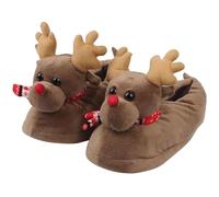 Christmas Slippers Reindeer| 3D Animal Slippers| Funny Animal Sliders| Novelty Adult Slipper| Cute Deer Sliders| Lovely Xmas Slides| Furry Elk Slides| Winter Indoor Slipper With Soft Sole