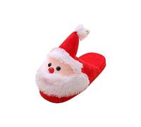 Christmas Slippers - Slip-On Shoes Women's Wide Funny Cotton Slippers Unisex House Slippers Indoor Household Shoes Comfortable Plush Felt Slippers Cartoon Santa Slippers, red, 9 UK