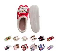 Christmas Slippers Women Men, Winter Warm Plush House Slipper, Fluffy Memory Foam Slippers for Ladies, Cloud Cozy Santa Claus Indoor Outdoor House