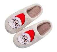 Christmas Slippers Women Men, Winter Warm Plush House Slipper, Fluffy Memory Foam Slippers for Ladies, Cloud Cozy Santa Claus Indoor Outdoor House