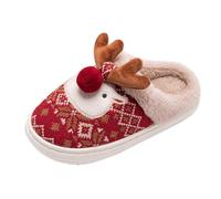 Christmas Slippers Women's Plush Slippers Reindeer Slippers Women's Santa Claus Cosy Slippers, Funny Gifts for Christmas, Memory Foam Holiday Shoes, Non-Slip Felt Slippers, red, 7