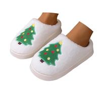 Christmas Slippers Women's Winter Warm House Slippers Closed Slippers Lined Mules Santa Claus Cosy House Slippers Funny Non-Slip Christmas Slippers, White, 5 UK
