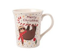 Christmas Sloth Mug 350ml Funny Holiday Ceramic Coffee Cup with Cute Sloth & Festive Quote for Winter Hot Drinks (H 11cmx W 5.5cm) Assorted Designs (Candy Sloth)