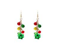 Christmas Small Bell Flower Tassels Earrings Red Green Yellow Tinkle Bell Ball Dangle Drop Earrings for Women Colorful Jingle Bell Wreath Xmas Earrings Christmas Jewelry for Mom Daughter, 8.2cm x
