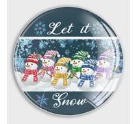 Christmas Small Magnets Refrigerator Glass Winter Snowman Let It Snow Round Fridge Magnets Magnetic Stickers for Refrigerator Holiday Mailbox Garage Door School Decor Travel Souvenirs