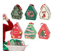 Christmas Snack Tin - 6 Pieces Tinplate Containers with Cute Lid, Christmas Candy Storage Box | Fudge Chocolate Organiser for Kids, Students, Girls, Family, Friends
