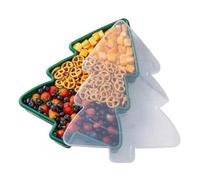 Christmas Snack Tray, Holiday Themed Container for Cookies, Gingerbread Man Shape Serving Tray with Lid, for Treats Nuts Fruit Popcorn Dessert