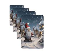 Christmas Snow Car Air Fresheners 4 Pcs Rectangle Hanging Car Air Freshener Fragrance Scented Cards Auto Mirror Pendant Aromatherapy Tablets For Car Home Office Closet Bathroom