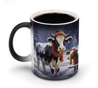 Christmas Snow Cow Mug 11oz Custom Magic Mug Personalized Coffee Mugs Ceramic Heat Sensitive Clue Mugs Funny Color Changing Cup with Handle Novelty Coffee Cup for Daily Use