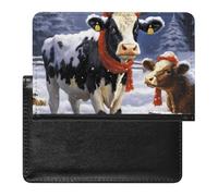 Christmas Snow Cow Passport Holder Cover Passport Cover Protector Essentials with Credit Card Slots Slim Travel Wallet Covers Documents Organizer Protector for Man&Women