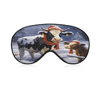 Christmas Snow Cow Sleep Mask,Adjustable Strap Sleeping Mask, Complete Light Blocking Sleep Shade Cover,Soft Breathable Comfortable Blindfold for Women and Men