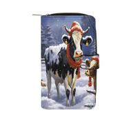 Christmas Snow Cow Wallet Multifunctional Leather Wallets for Men Compact Long Wallet Credit Card Holder Passport Bag