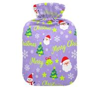 Christmas Snow Flake Santa Lavender hot-Water Bottle with Soft Cover, 2L hot compresses for The Body for Pain Relief