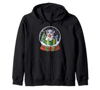 Christmas Snow Globe Australian Shepherd X-Mas Aussie Dog Zip Hoodie