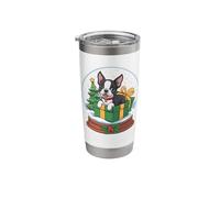 Christmas Snow Globe Boston Terrier X-Mas Tree Stainless Steel Insulated Tumbler