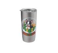Christmas Snow Globe Boston Terrier X-Mas Tree Stainless Steel Insulated Tumbler