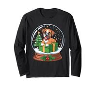 Christmas Snow Globe Boxer Dog X-Mas Tree Long Sleeve T-Shirt