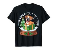 Christmas Snow Globe Boxer Dog X-Mas Tree T-Shirt