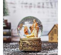 Christmas Snow Globe Crystal Box with Snowflakes Musical Snow Globes Silent Night 100mm,Nativity