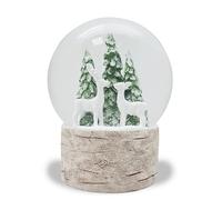 Christmas Snow Globe | Hut Magic Two Deer Christmas Tree | Base Wood Look | Height: 12 cm Width 10 cm | 20295 (2 Deer Wooden Bases)