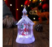 Christmas Snow Globe Lamp with Glowing Falling Snow Effect, Transparent Church Design Desktop Ornament for Holiday Decor, Festive Tabletop L(Elderly Style)