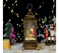 Christmas Snow Globe Lantern, Christmas Decoration Santa Snow Globe Glitter Lighted with Music, Water Glittering Automatic Snowflakes Lighted Lantern, USB & Battery Operated Xmas Gifts Ornament